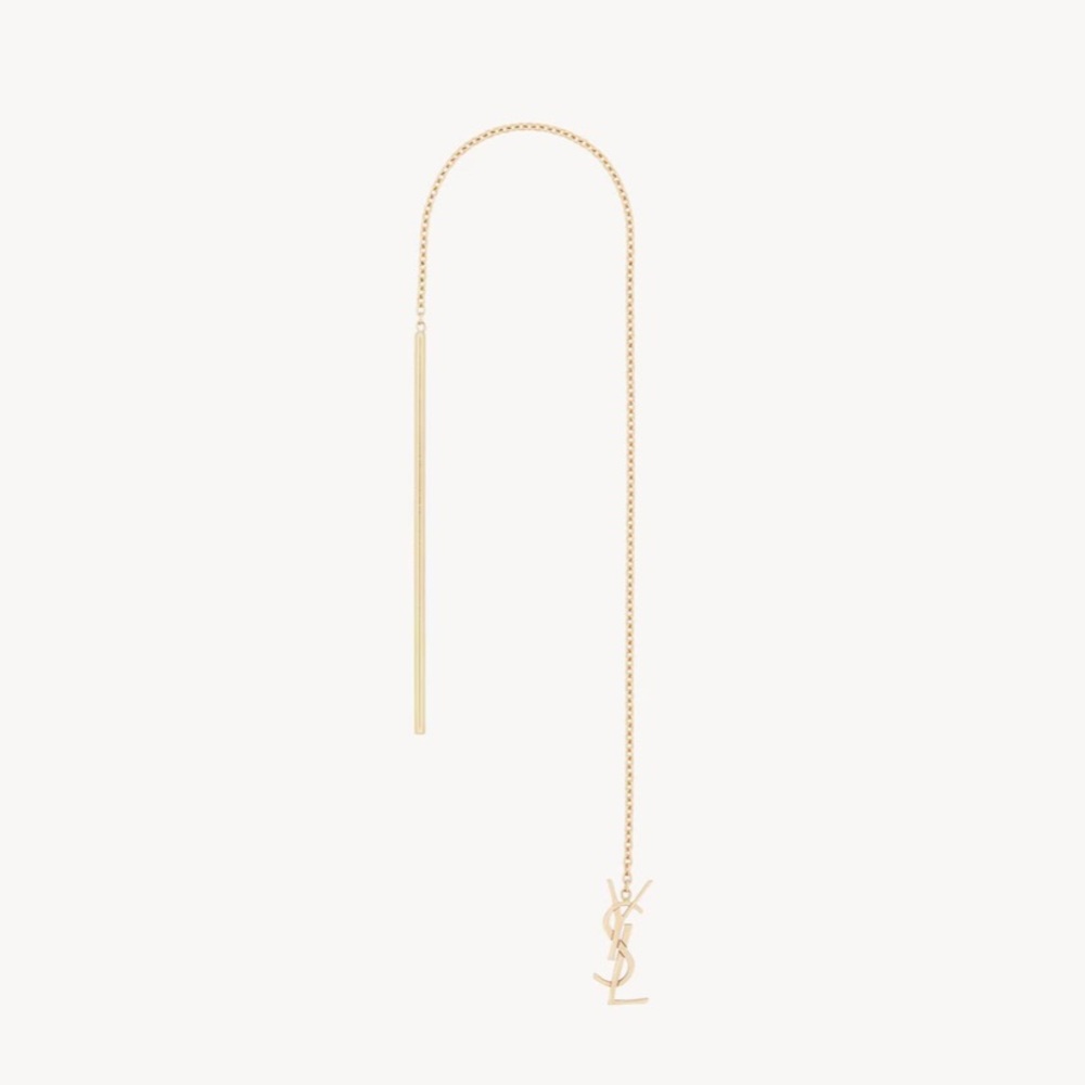 YVES SAINT LAURENT CASSANDRE ROSE GOLD THREADER EARRINGS